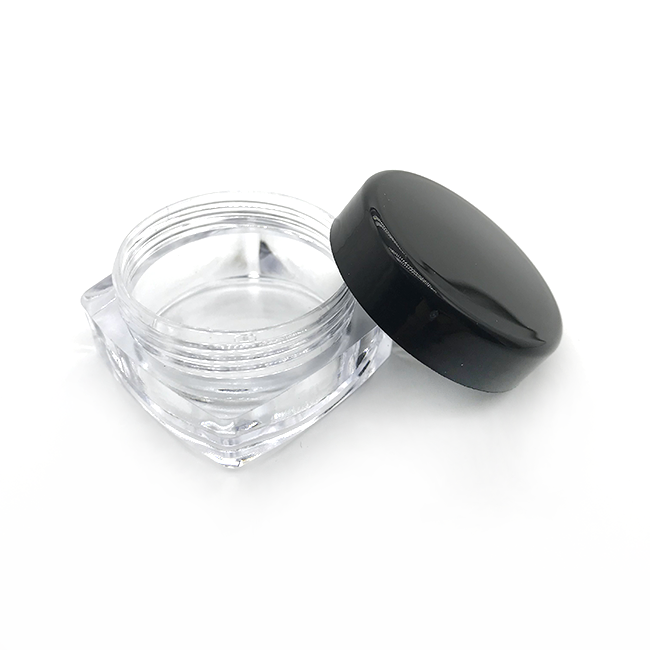 10g 10ml luxury special square plastic cosmetic jar with black lid
