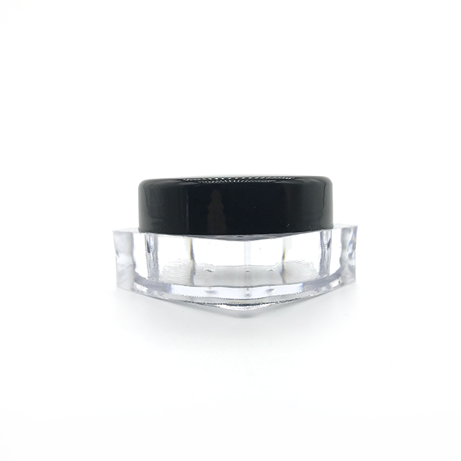 10g 10ml luxury special square plastic cosmetic jar with black lid