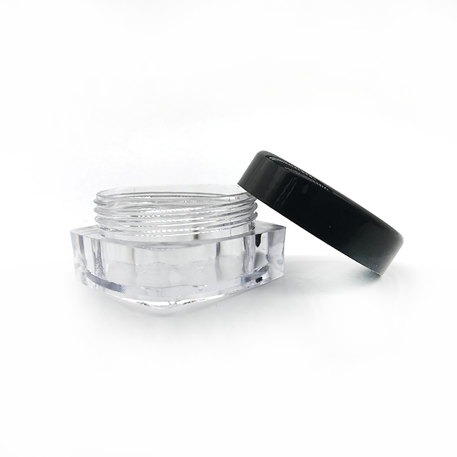 10g 10ml luxury special square plastic cosmetic jar with black lid