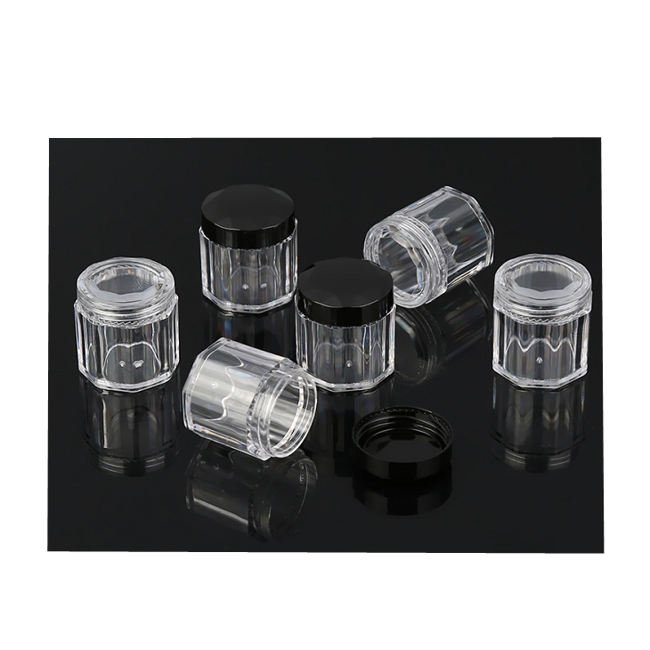 10g 10ml mini PS plastic travelling octangle cosmetic loose powder cream jar for sample