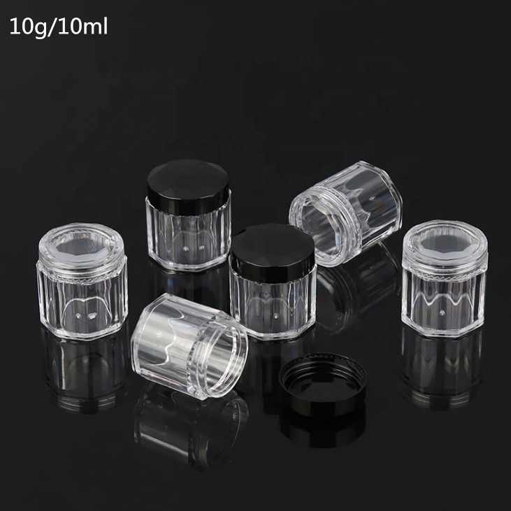 10g 10ml mini PS plastic travelling octangle cosmetic loose powder cream jar for sample