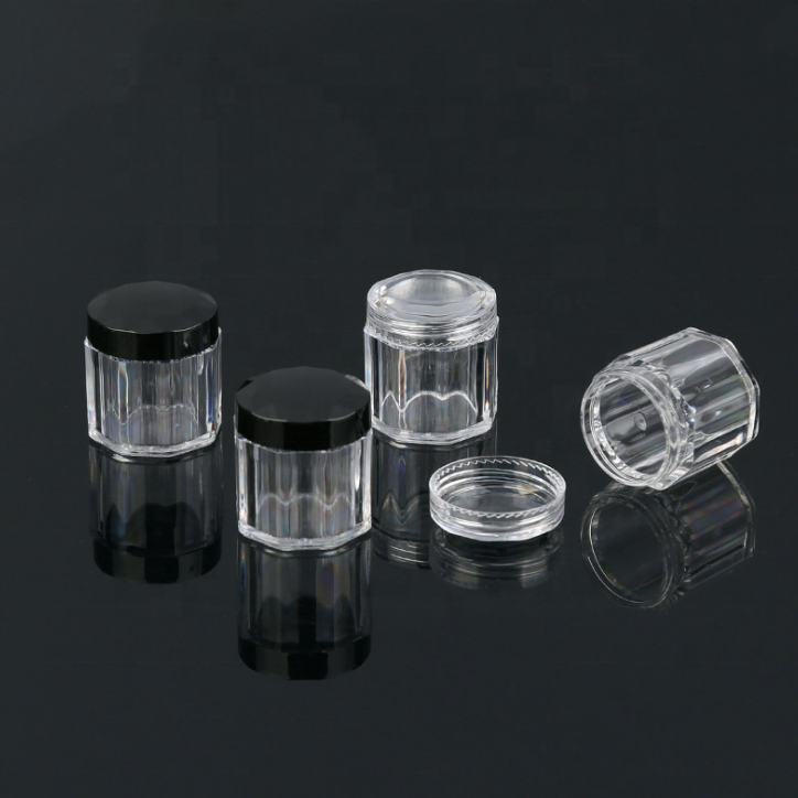 10g 10ml mini PS plastic travelling octangle cosmetic loose powder cream jar for sample