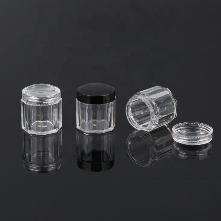 10g 10ml mini PS plastic travelling octangle cosmetic loose powder cream jar for sample