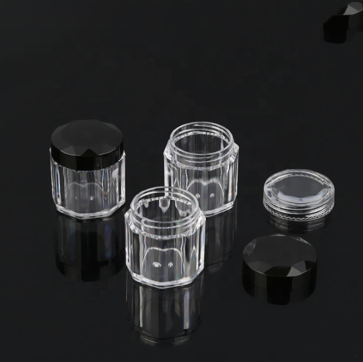 10g 10ml mini PS plastic travelling octangle cosmetic loose powder cream jar for sample