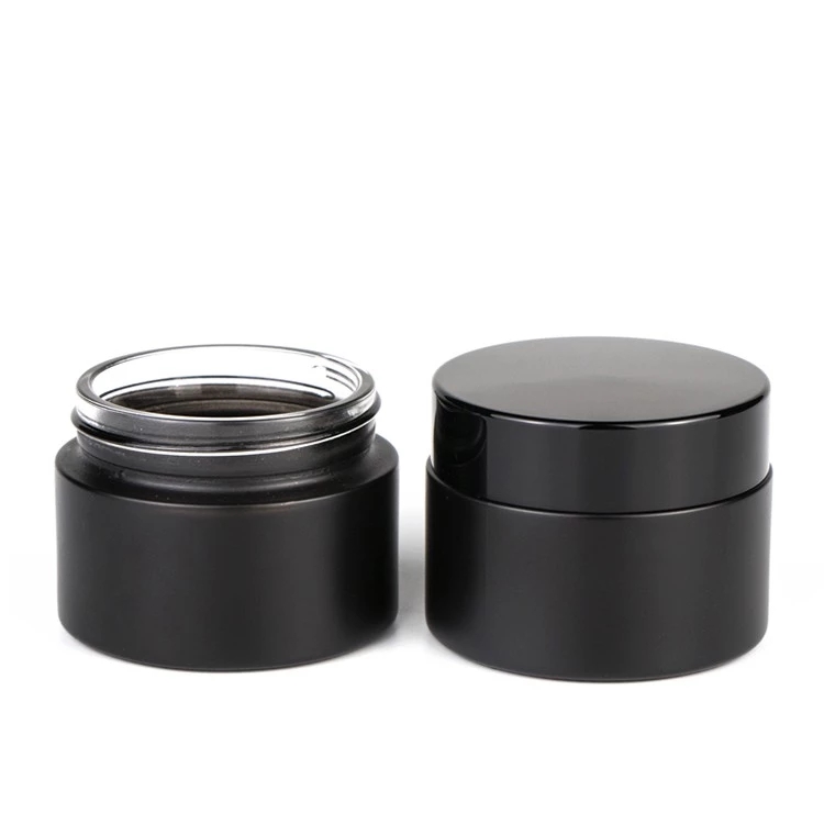 10g 15g 20g 30g 50g 100g Matte Black Body Lotion Massage Oil Cosmetic Glass Jar with Screw Top Lid for Eye Cream