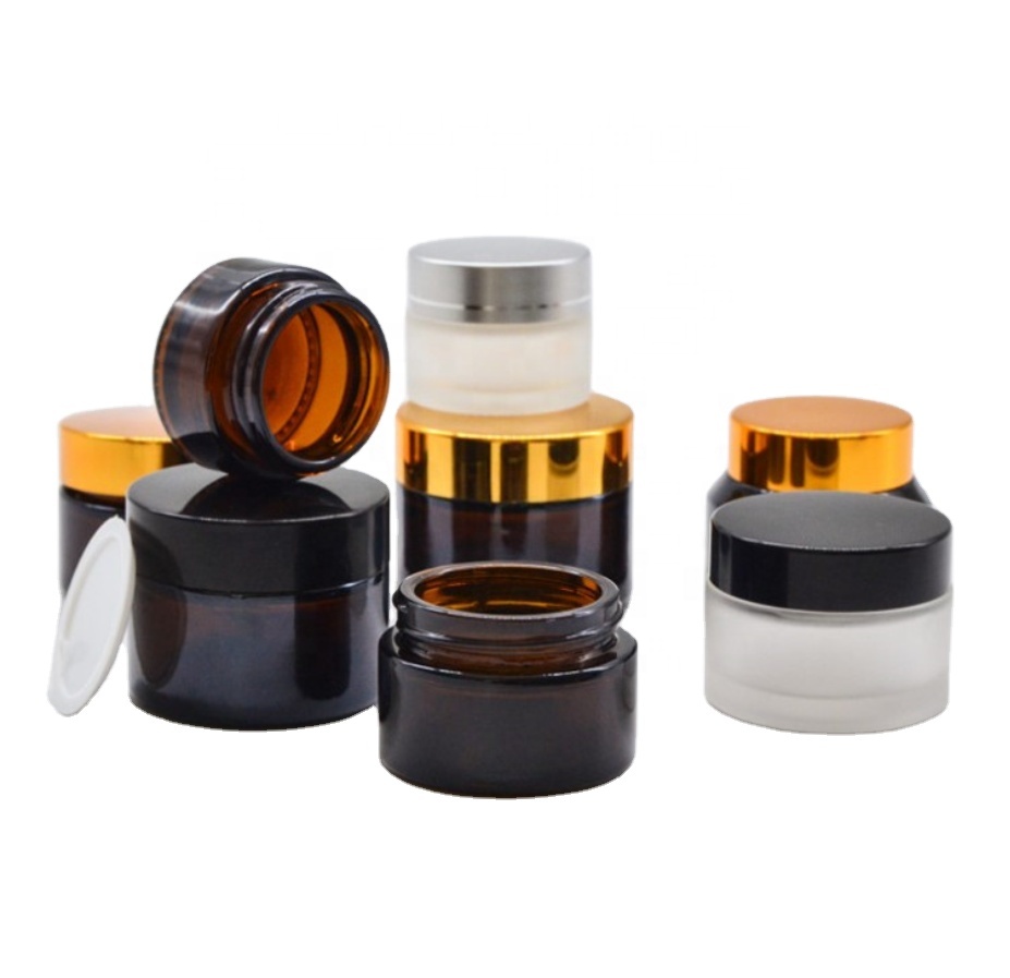 10g 15g 20g 30g 50g 100g amber glass jar eye cream jar for personal care with gold aluminum cap