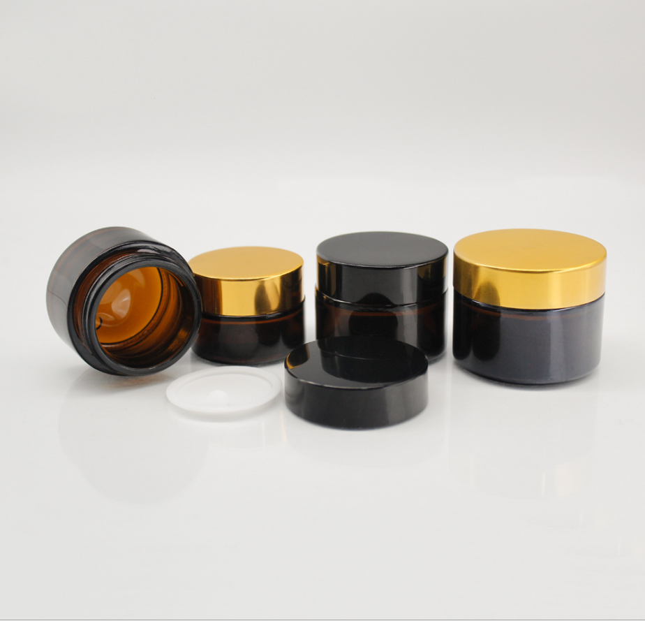 10g 15g 20g 30g 50g 100g amber glass jar eye cream jar for personal care with gold aluminum cap