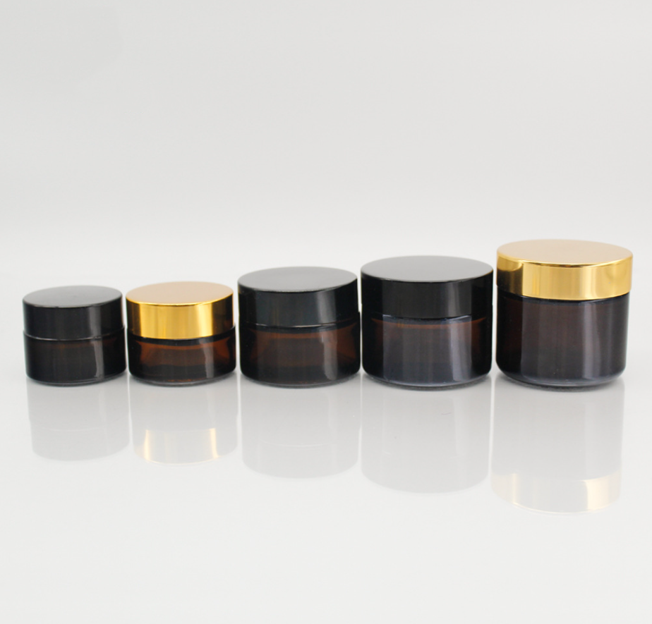 10g 15g 20g 30g 50g 100g amber glass jar eye cream jar for personal care with gold aluminum cap