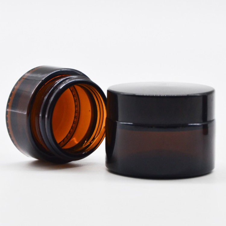 10g 15g 20g 30g 50g 100g empty amber cosmetic cream glass bottles glass Jars with black plastic capfor skincare cream