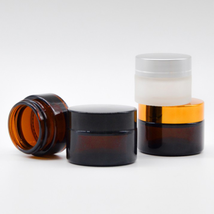 10g 15g 20g 30g 50g 100g empty amber cosmetic cream glass bottles glass Jars with black plastic capfor skincare cream