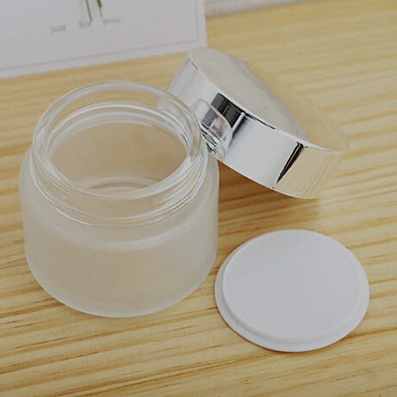 10g 15g 20g 30g 50g 100g glass cream cosmetic balm sleeping mask jar with silver lids