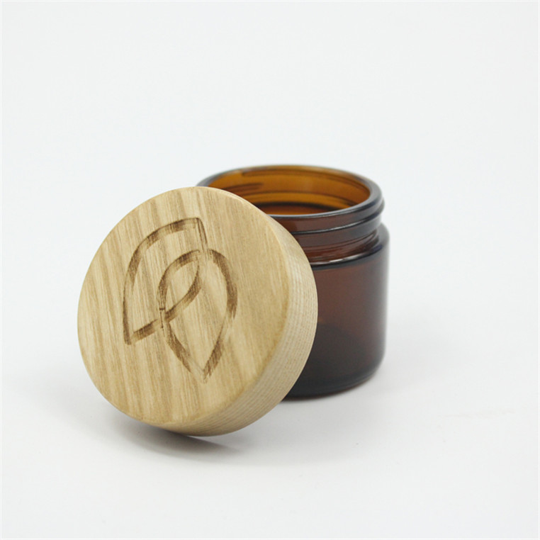 10g 15g 30g 50g 60g 100g 120g color matte black cosmetic glass jar with wooden cap bamboo lid 5ml eco-friendly face cream jar