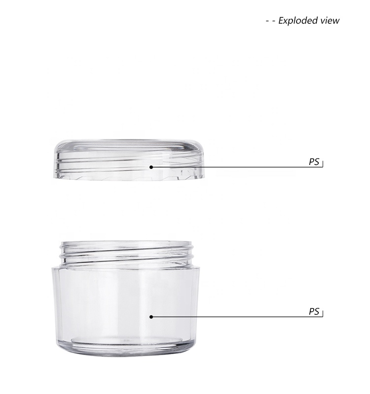 10g 15g 30g 50g 80g Transparent Round Plastic Cosmetic Cream Jar