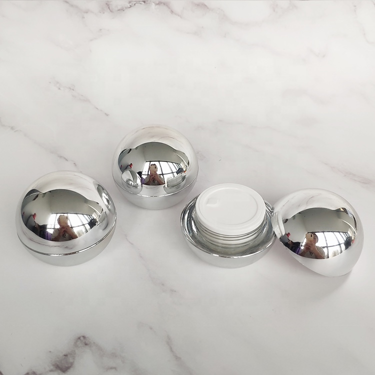10g 15g 30g 50g plastic luxury shiny silver ball shape cream jar