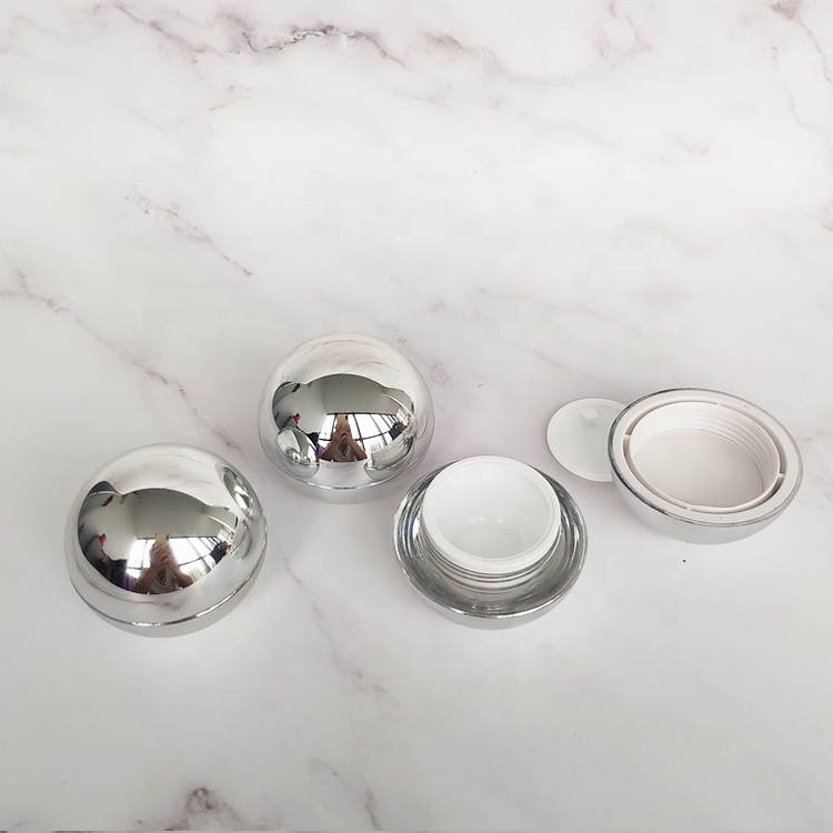 10g 15g 30g 50g plastic luxury shiny silver ball shape cream jar