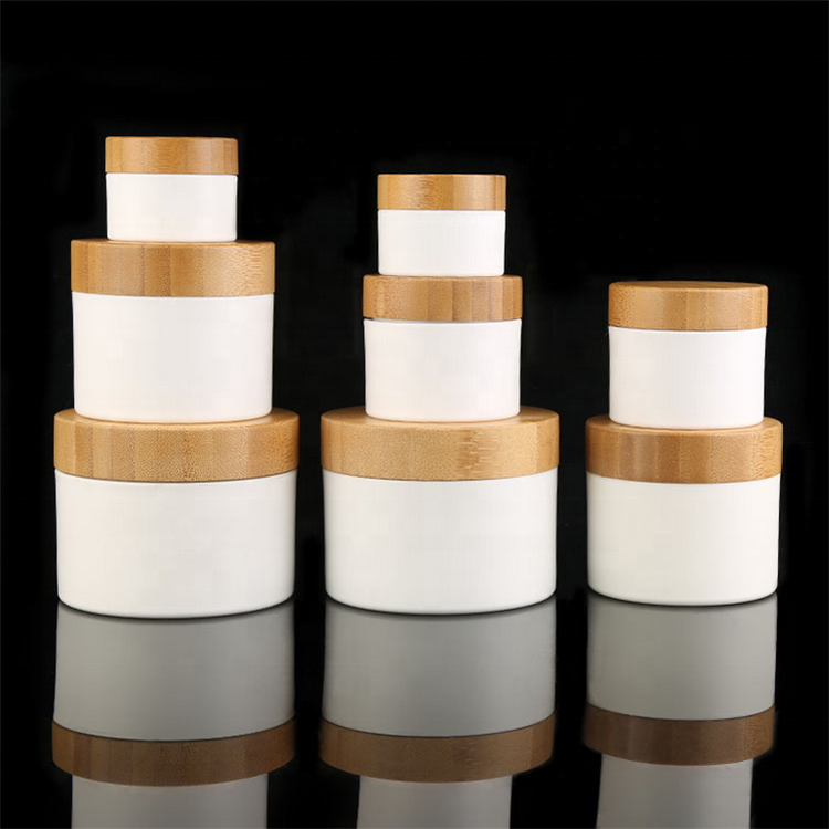 10g 20g 30g 50g 100g 150g 200g 250g frosted bamboo cream jar with bamboo lid
