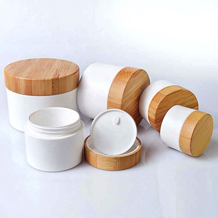 10g 20g 30g 50g 100g 150g 200g 250g white plastic pp bamboo cap cream jar Cosmetic packaging container