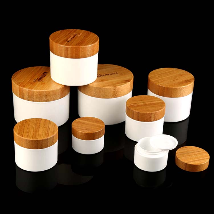 10g 20g 30g 50g 100g 150g 200g 250g white plastic pp bamboo cap cream jar Cosmetic packaging container