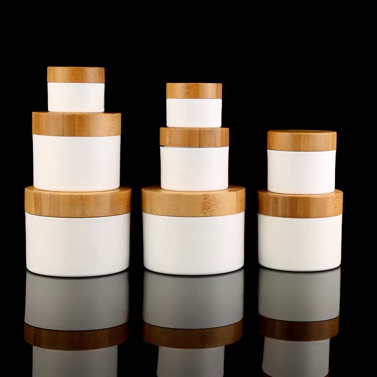 10g 20g 30g 50g 100g 150g 200g 250g white plastic pp bamboo cap cream jar Cosmetic packaging container