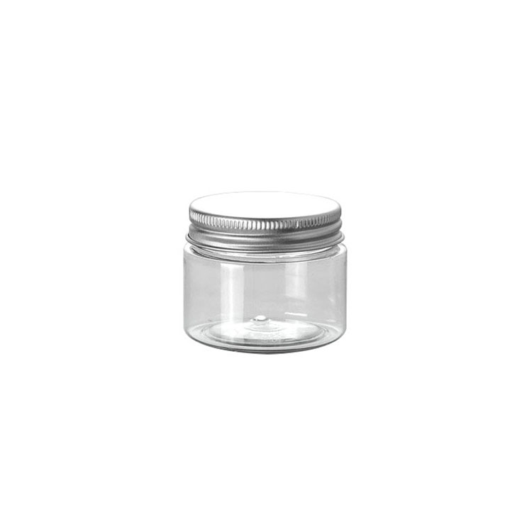 10g 20g 30g 50g 100g 150g 200g 300g 400g 500g Cosmetic clear plastic jar with silver aluminum  lid