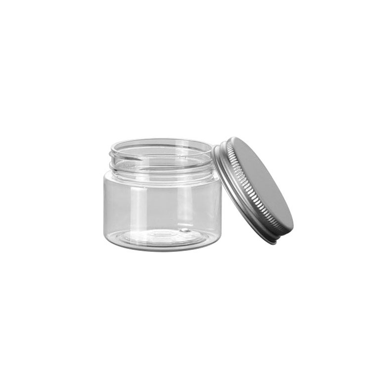 10g 20g 30g 50g 100g 150g 200g 300g 400g 500g Cosmetic clear plastic jar with silver aluminum lid
