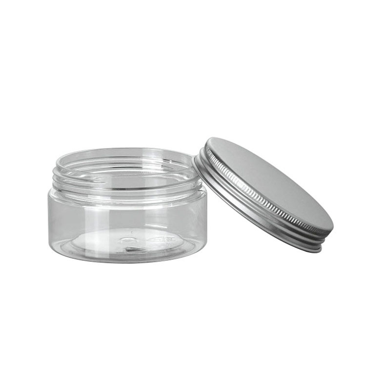 10g 20g 30g 50g 100g 150g 200g 300g 400g 500g Cosmetic clear plastic jar with silver aluminum lid