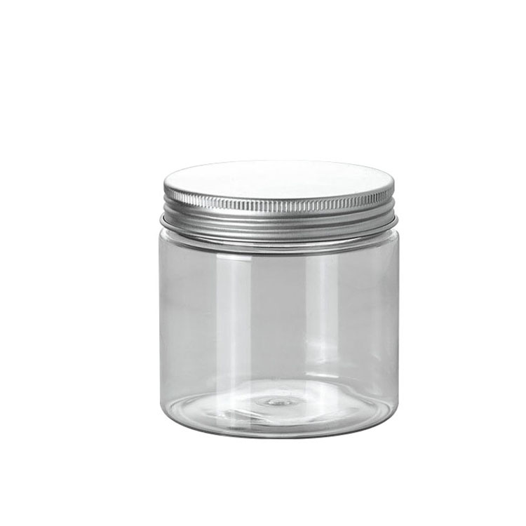 10g 20g 30g 50g 100g 150g 200g 300g 400g 500g Cosmetic clear plastic jar with silver aluminum lid