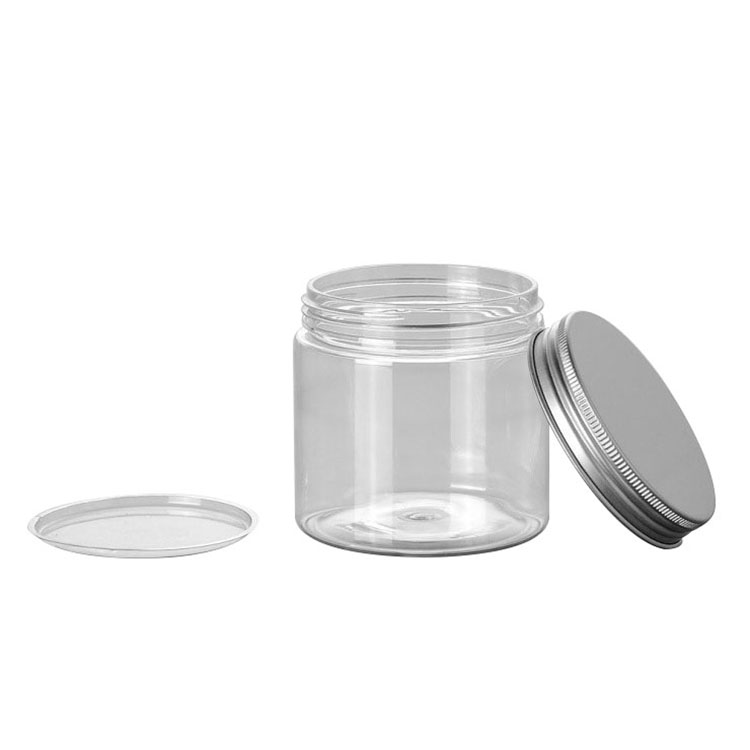 10g 20g 30g 50g 100g 150g 200g 300g 400g 500g Cosmetic clear plastic jar with silver aluminum lid