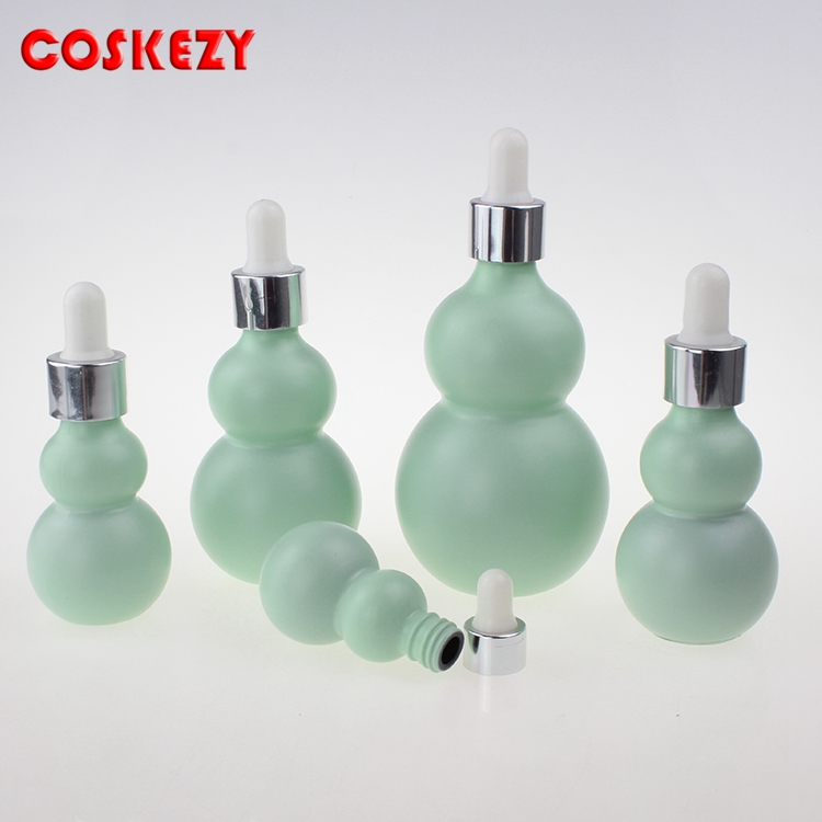 10g 20g 30g 50g 100g Green Double Gourd Glass Bottle, Essential Oil Dropper Bottle For Skin Care Container