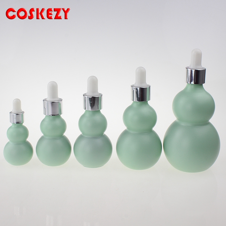 10g 20g 30g 50g 100g Green Double Gourd Glass Bottle, Essential Oil Dropper Bottle For Skin Care Container