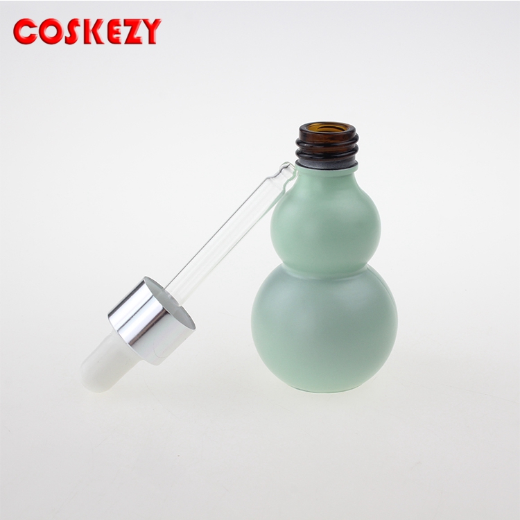 10g 20g 30g 50g 100g Green Double Gourd Glass Bottle, Essential Oil Dropper Bottle For Skin Care Container