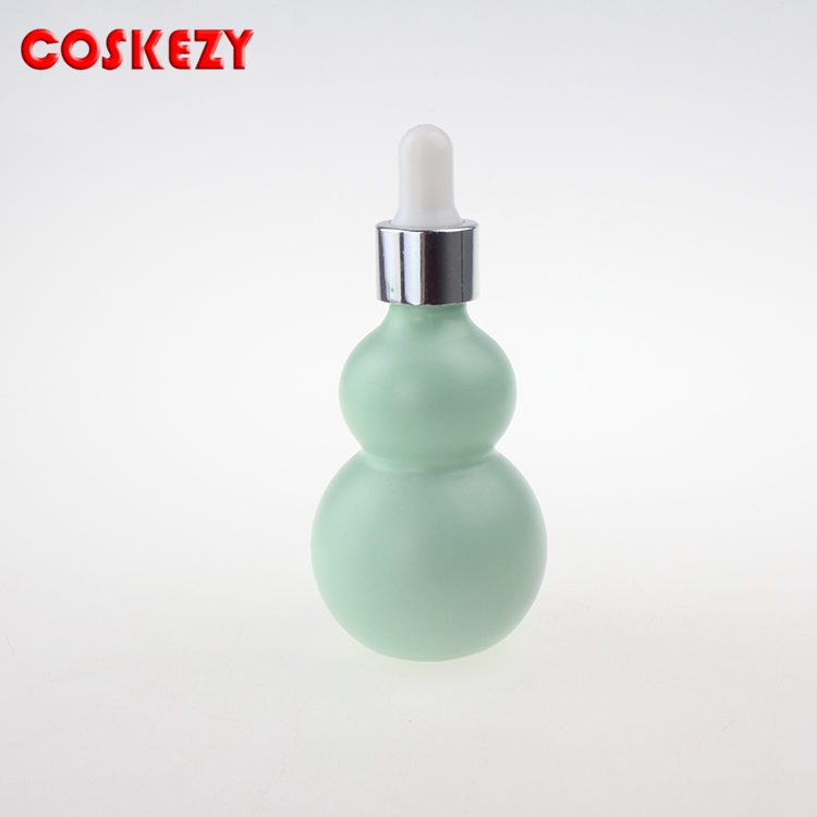 10g 20g 30g 50g 100g Green Double Gourd Glass Bottle, Essential Oil Dropper Bottle For Skin Care Container