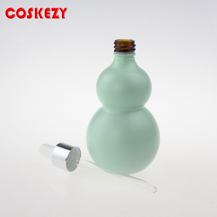 10g 20g 30g 50g 100g Green Double Gourd Glass Bottle, Essential Oil Dropper Bottle For Skin Care Container