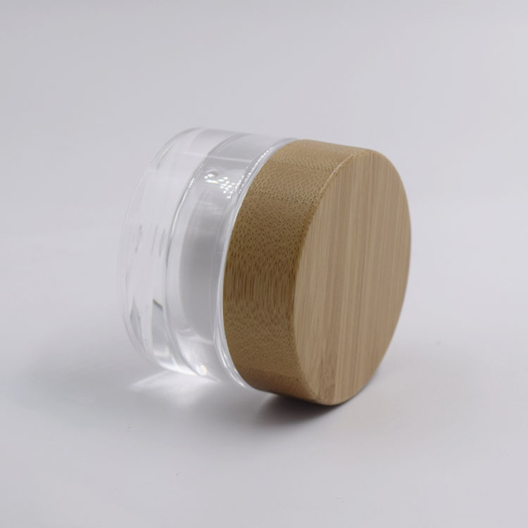 10g 20g 30g 50g 100g luxury cosmetic bottle clear round acrylic cosmetic jars and bottle set with bamboo lid