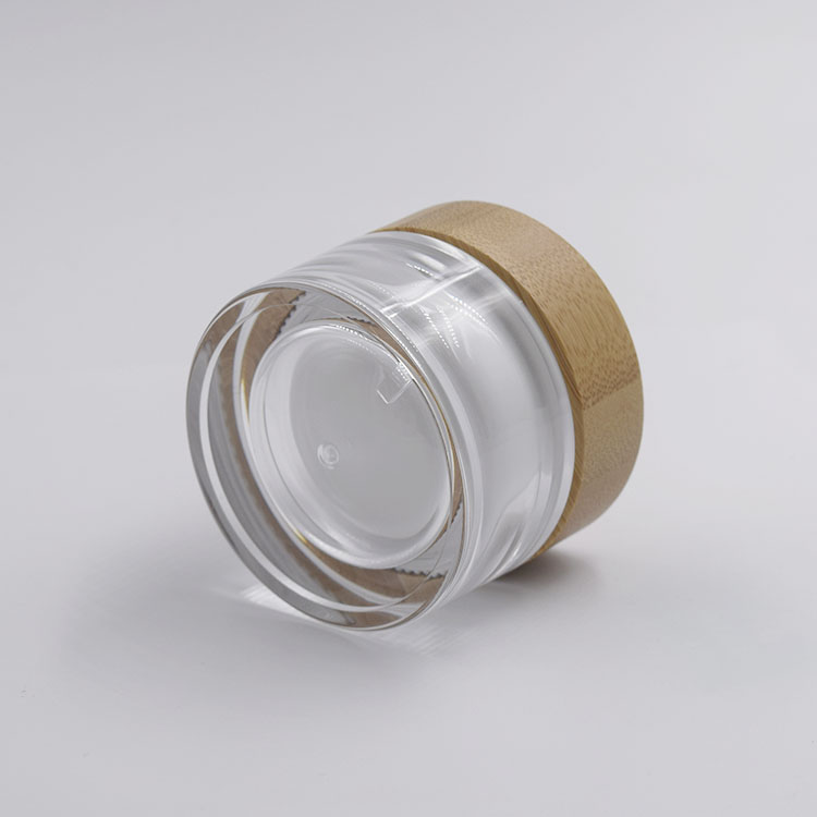 10g 20g 30g 50g 100g luxury cosmetic bottle clear round acrylic cosmetic jars and bottle set with bamboo lid