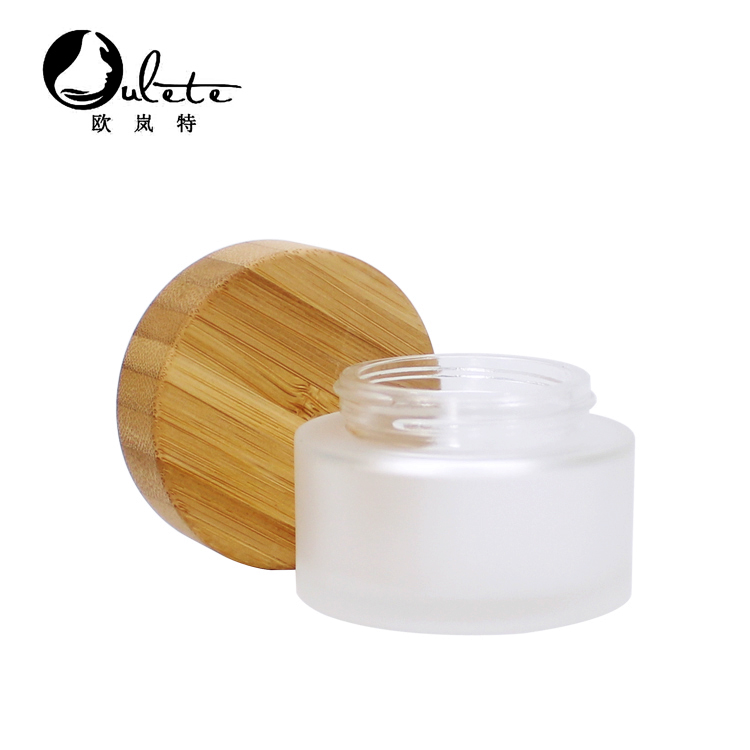 10g 20g 30g 50g cosmetic frosted glass cream jar bamboo lid