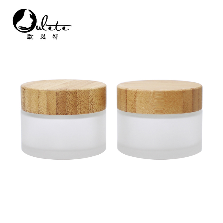 10g 20g 30g 50g cosmetic frosted glass cream jar bamboo lid