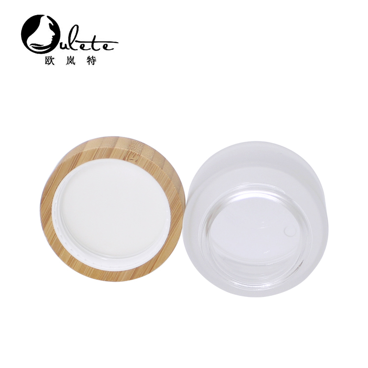 10g 20g 30g 50g cosmetic frosted glass cream jar bamboo lid