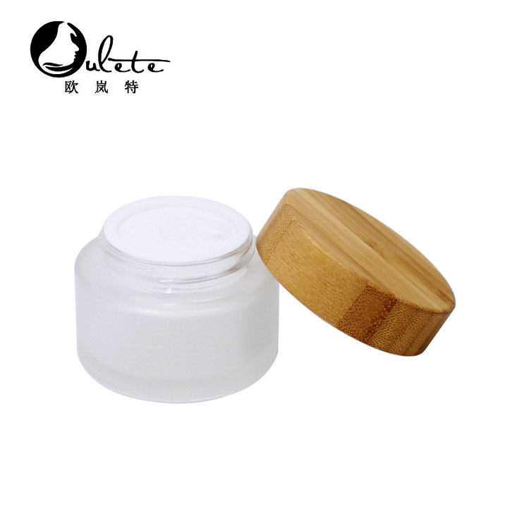 10g 20g 30g 50g cosmetic frosted glass cream jar bamboo lid