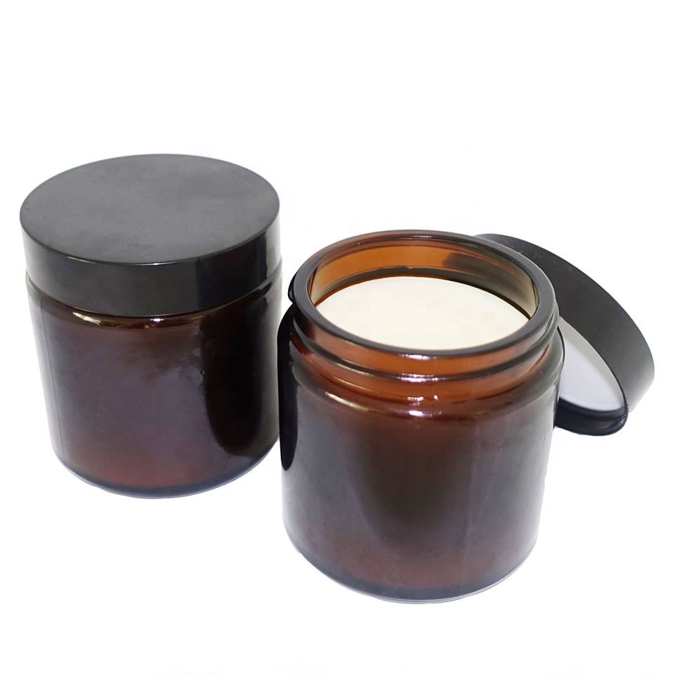 10g 20g 30g amber eye glass cream jar with black printed lid