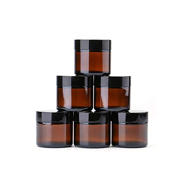 10g 20g 30g amber eye glass cream jar with black printed lid