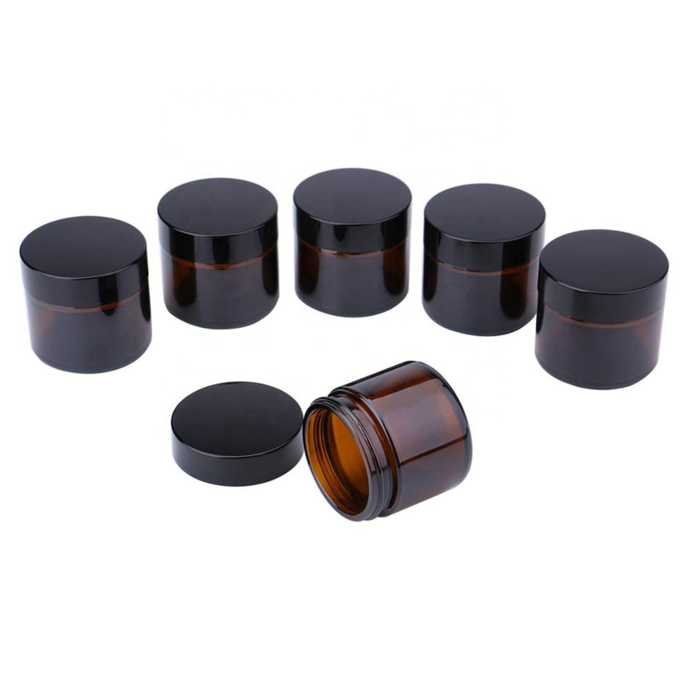 10g 20g 30g amber eye glass cream jar with black printed lid