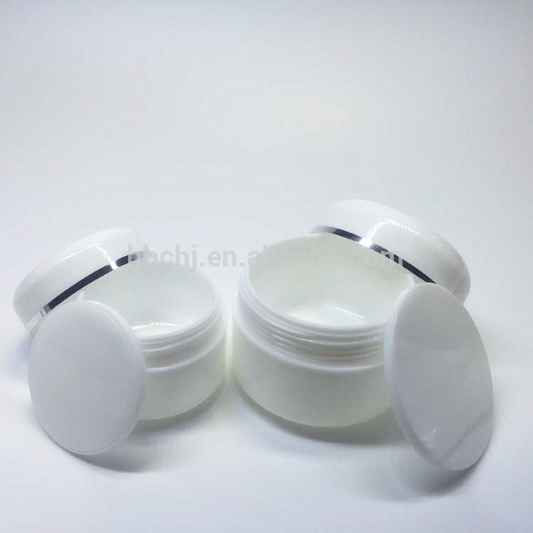 10g 20g 50g 100g 150g 200g 250g cosmetic cream container White PP plastic jar with silver edge dome lid