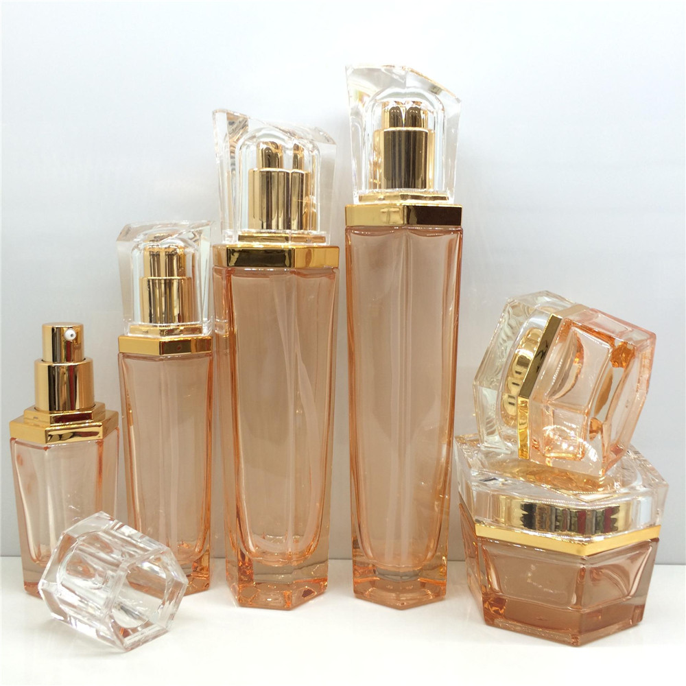 10g 20g 50g colourful spray and roller bottle set cosmetic glass bottles series/container packing set for skin care