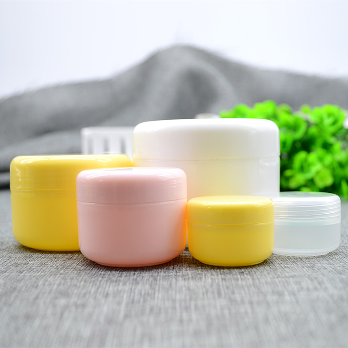 10g 20g 50g plastic cream empty cosmetic jar with lid pink white yellow plastic jar