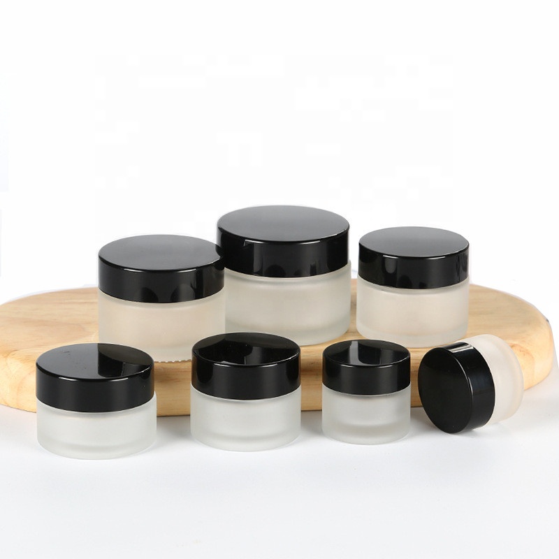 10g 20g Refillable Frosted Glass Cosmetic Cream Jar Bottle Container with Silver Lids