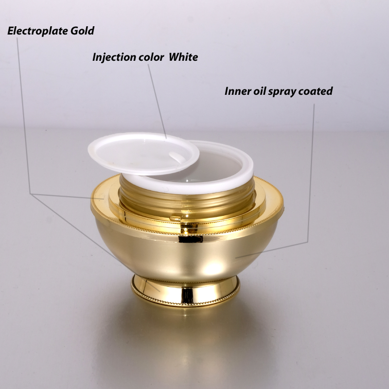 10g 20g in stock Luxury Ready to ship Fashion Design Acrylic Cream Jar Empty Golden Cosmetic Container With Cap