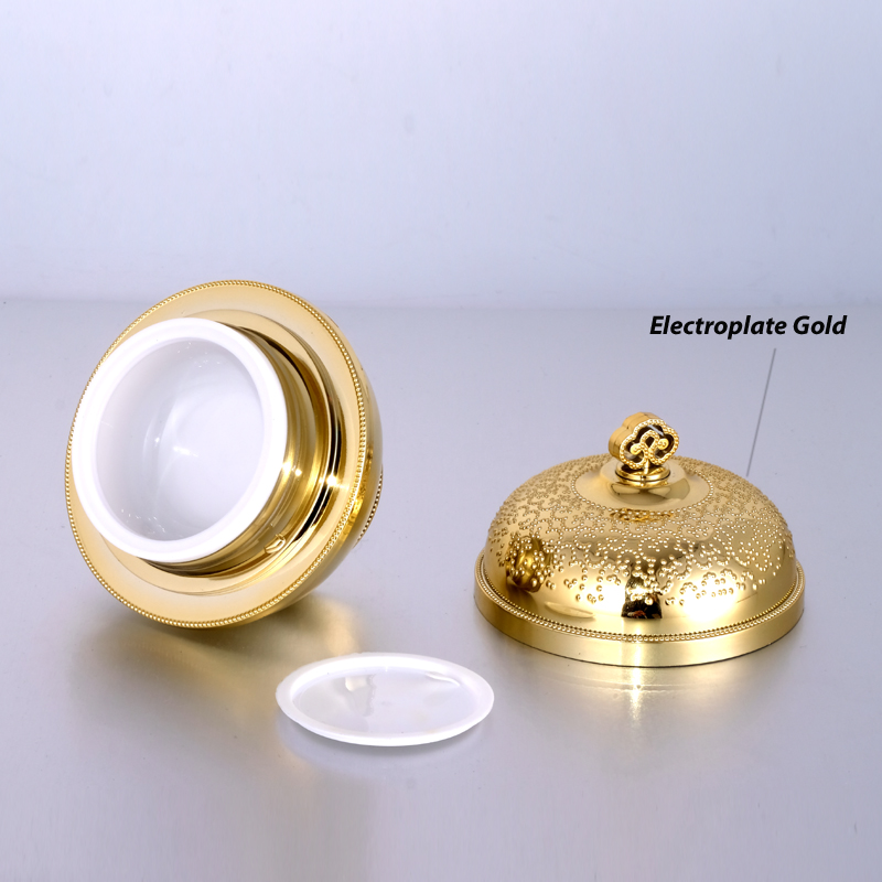 10g 20g in stock Luxury Ready to ship Fashion Design Acrylic Cream Jar Empty Golden Cosmetic Container With Cap
