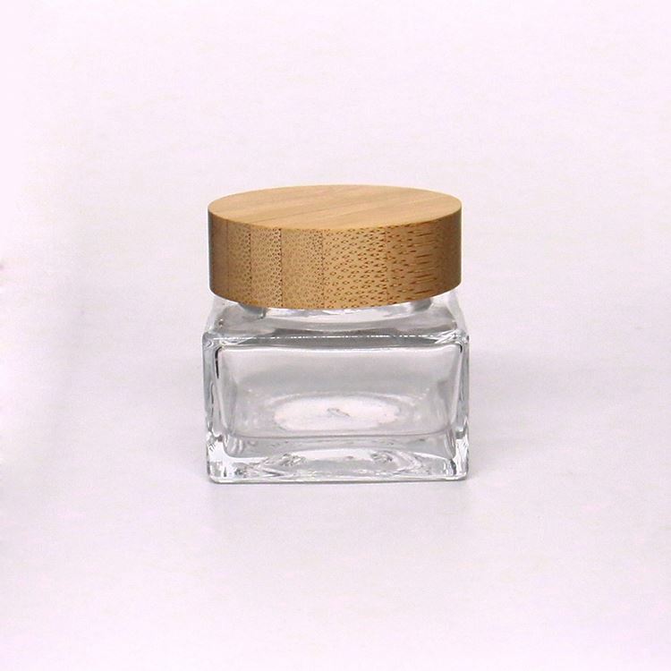 10g 30g 50g 100g 15ml 30ml 50ml Clear Glass cream Jar Wooden Lid Glass Jar Cosmetics Cream Packing Container for sale