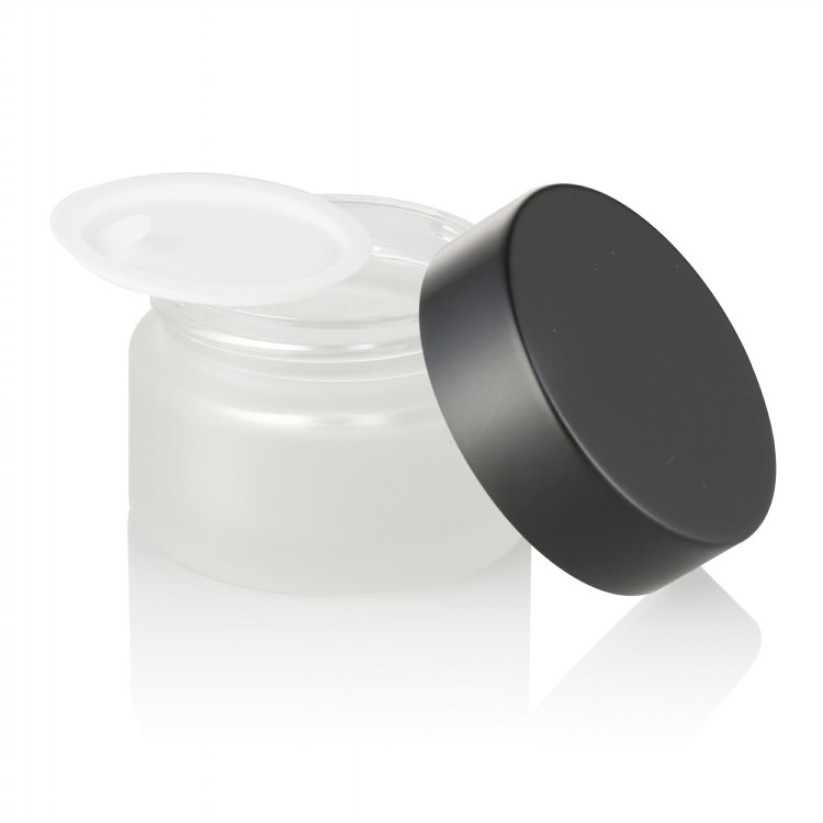 10g 30g 50g 100g black aluminum top clear frosted empty Luxury jar glass cosmetic